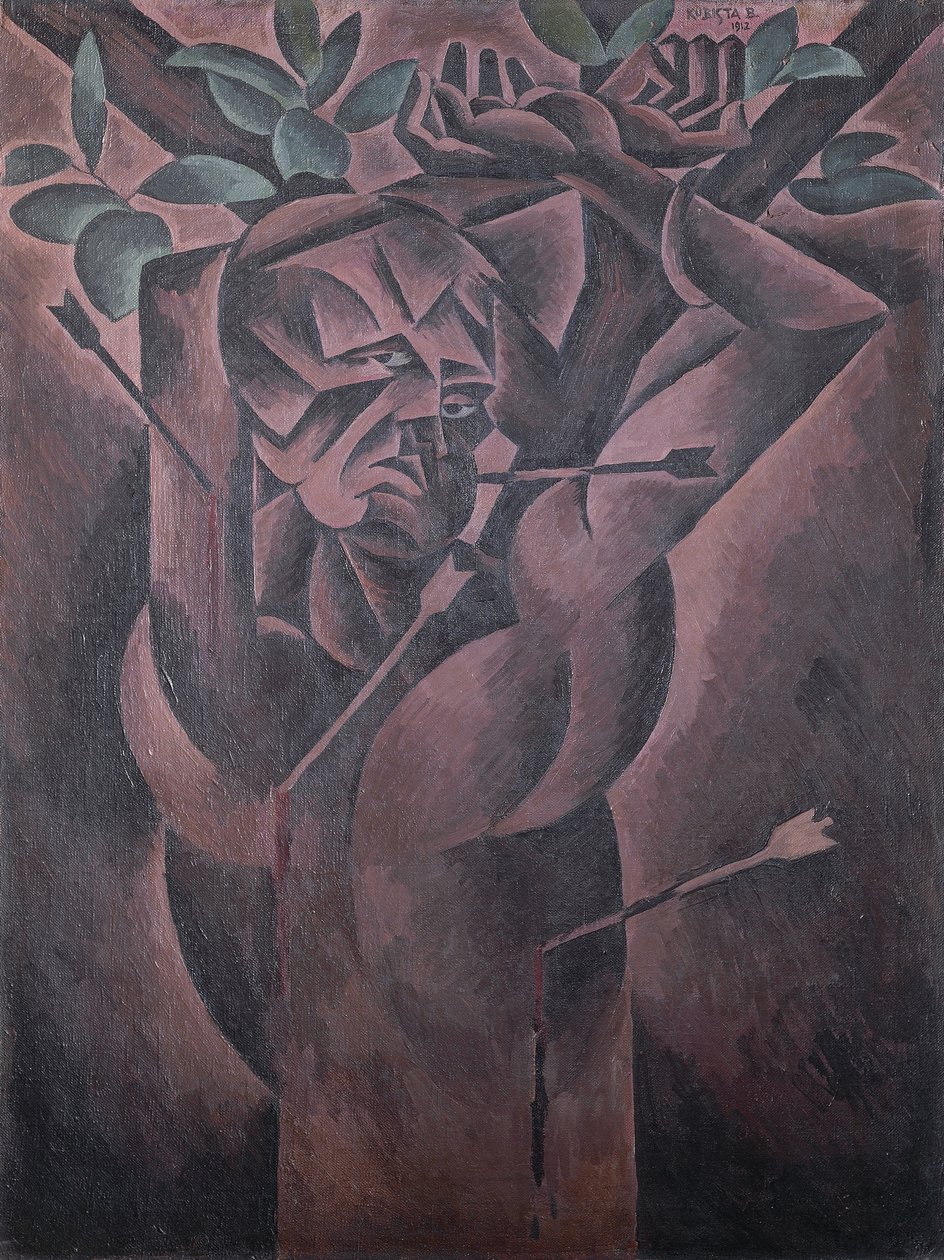 圣塞巴斯蒂安，博胡米尔·库比斯塔（Bohumil Kubista，1884-1918）创作，布面油画，98x75 厘米 作者 BohumilKubišta