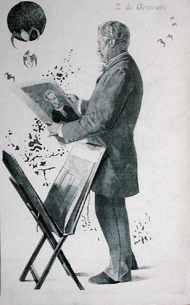 Edmond Huot de Goncourt (1822-96)，《La Revue Illustree》的封面插图。1888年4月15日（石印） 作者 Boileau Boileau