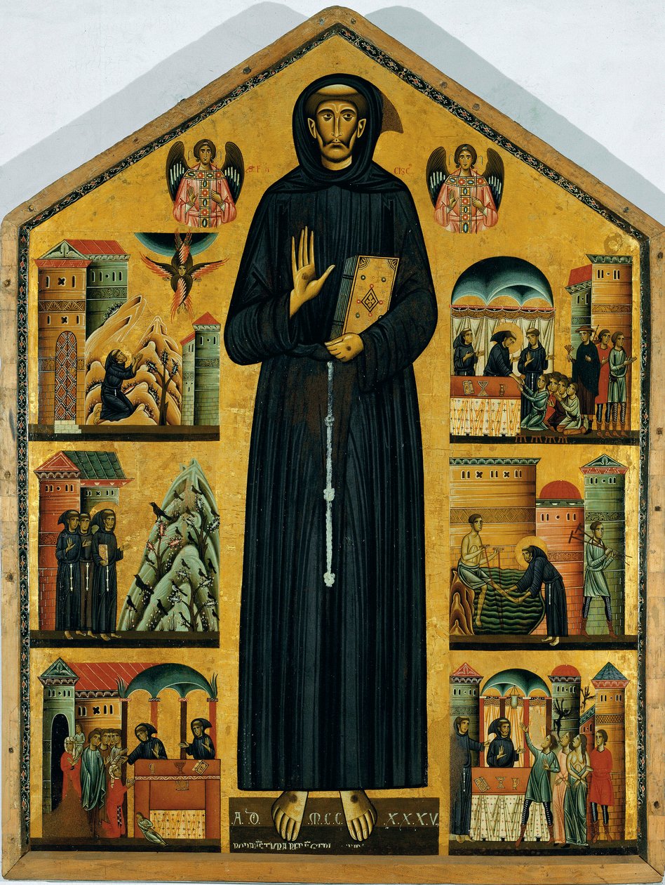 阿西西的圣弗朗索瓦的生平。 （木头画）1235 作者 Bonaventura Berlinghieri