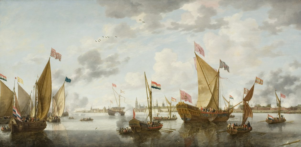 在安特卫普对岸的Schelde上运送 作者 Bonaventura Peeters