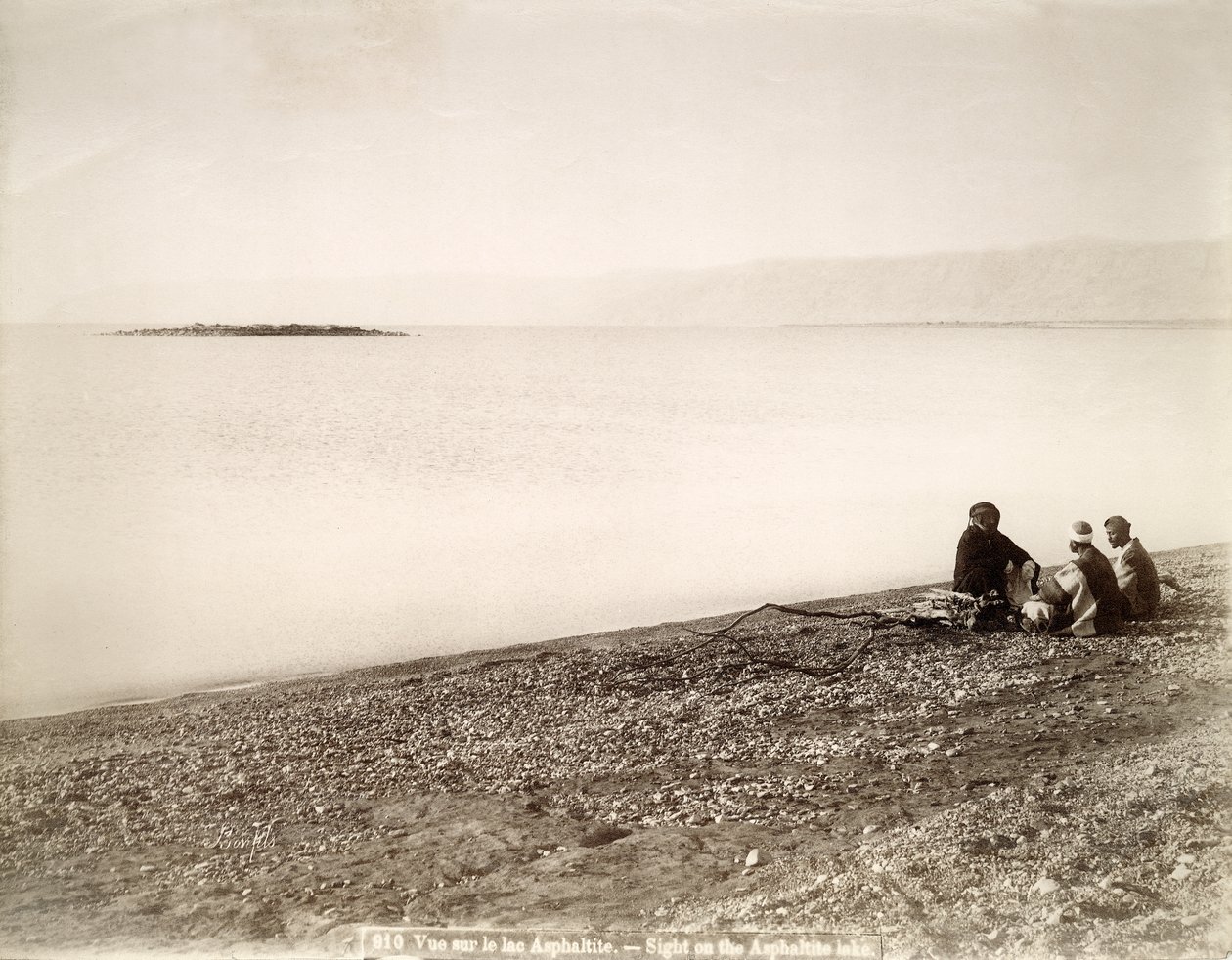 死海的北端与Rujm el Bahr岛，c.1867-96 作者 邦菲尔的工作室