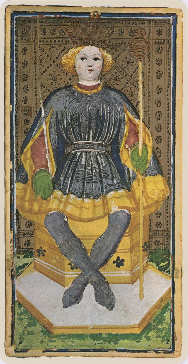 魔杖之王，来自&39;Visconti&39;牌组的塔罗牌的传真，1441-47 作者 博尼法西奥·本博