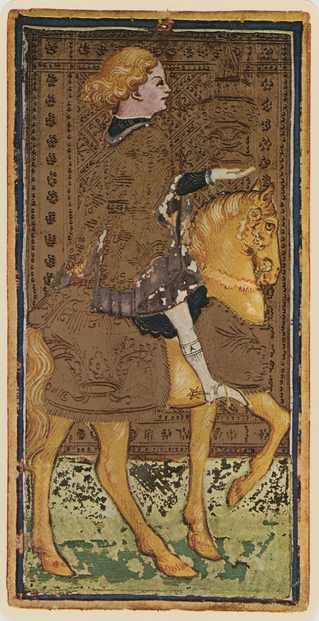 杯子骑士，来自&39;Visconti&39;牌组的塔罗牌的传真，1441-47 作者 博尼法西奥·本博