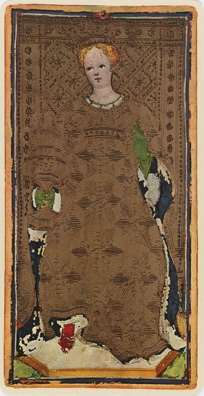 杯子女王，来自&39;Visconti&39;牌组的塔罗牌的传真，1441-47 作者 博尼法西奥·本博
