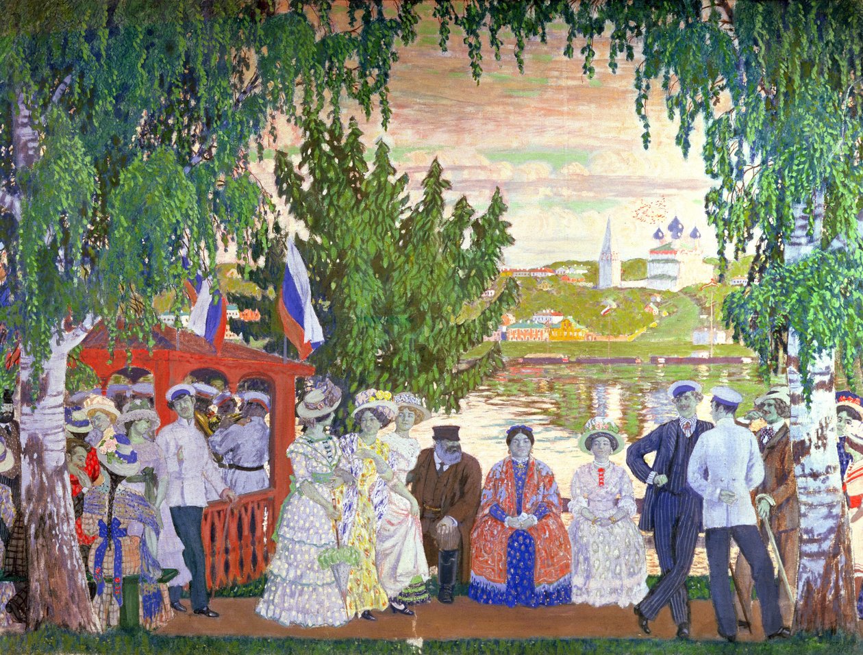节日聚会，1910年 作者 鲍里斯·米哈伊洛维奇·库斯托季耶夫