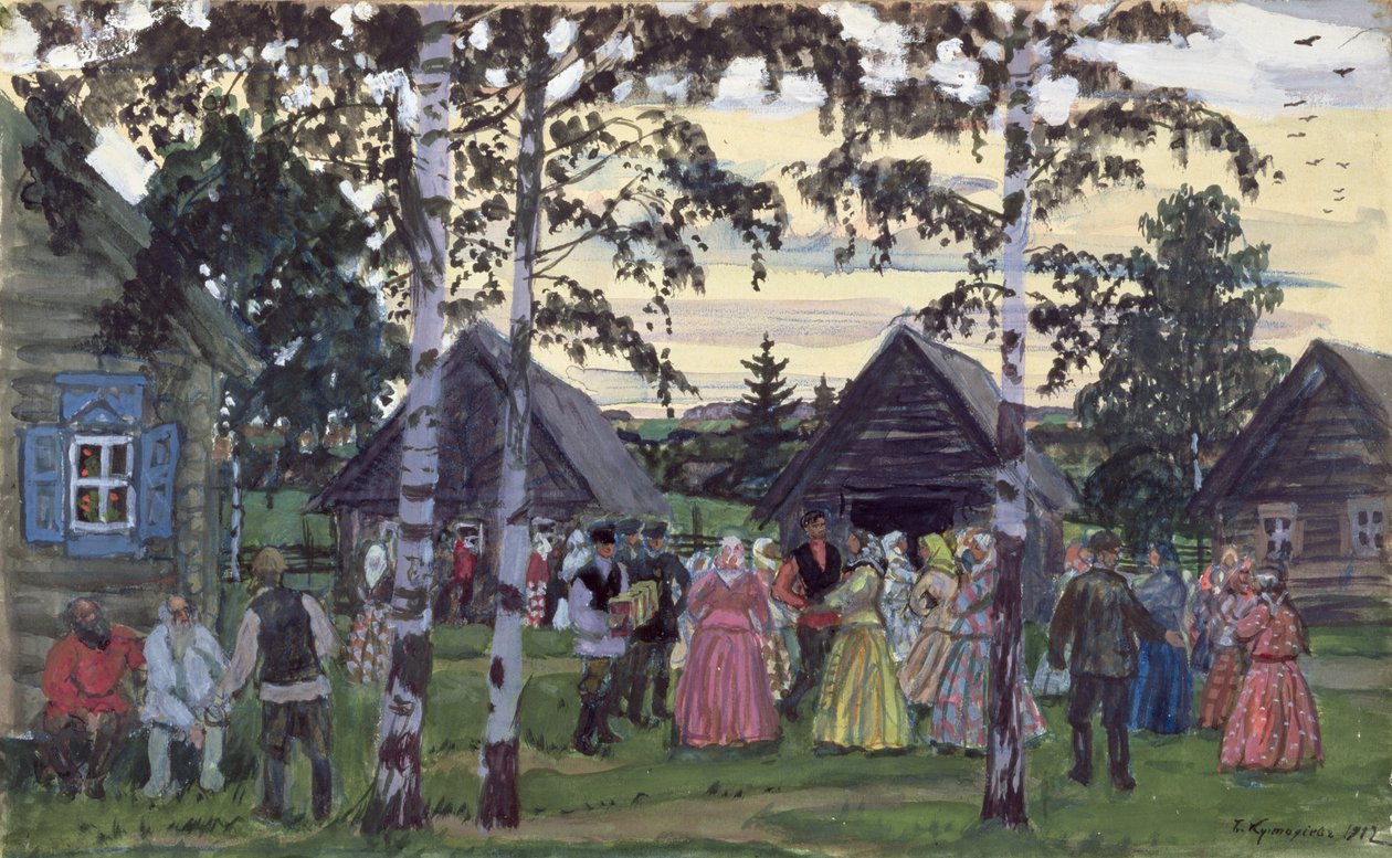 Khorovod，1912年 作者 鲍里斯·米哈伊洛维奇·库斯托季耶夫