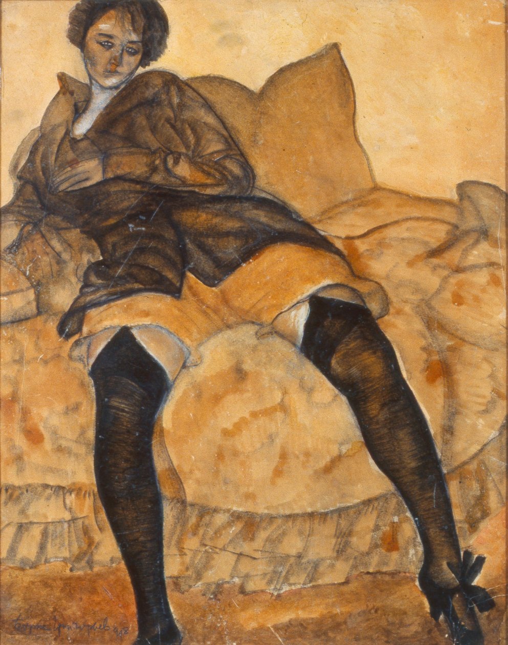 坐着的女人c。 1918年 作者 鲍里斯·德米特里耶维奇·格里戈里耶夫