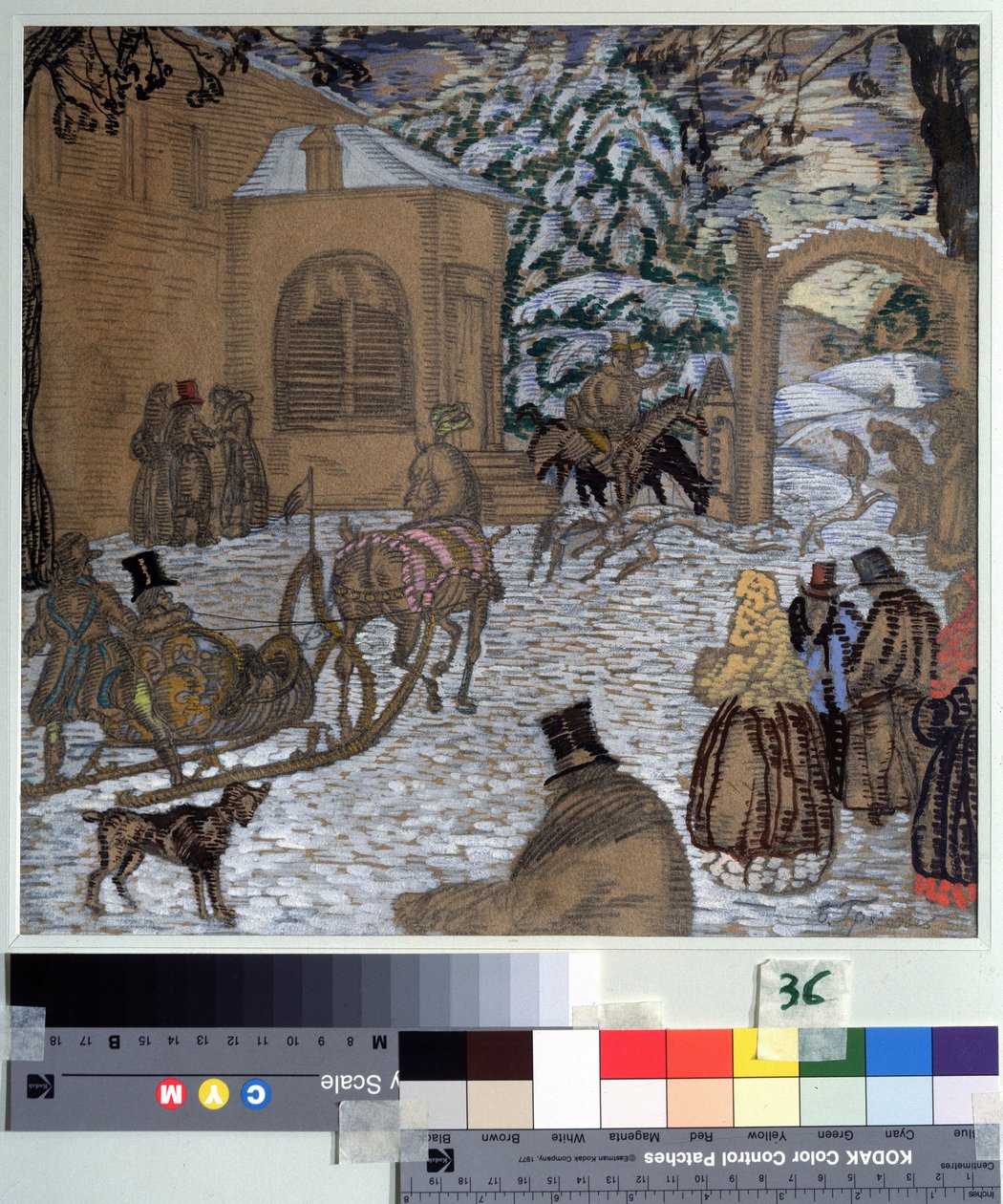 亚历山大-普希金（1799-1837 年）的小说《杜布罗夫斯基》插图。Boris Dmitryevich Grigoriev（1886-1939 年）的作品，纸上水彩、水粉、墨水和铅笔 作者 鲍里斯·德米特里耶维奇·格里戈里耶夫