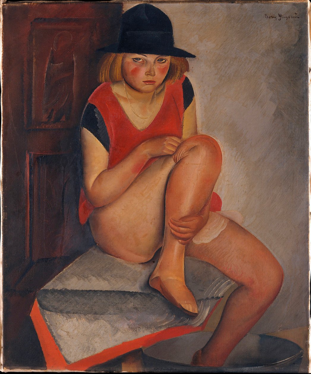 “模特儿”（模特）Peinture de Boris Grigoriev（1886-1939）约 1926 年 - 布面油画昏暗 72,7x60 厘米纽约大都会艺术博物馆 ©FineArtImage/Leemage 作者 鲍里斯·德米特里耶维奇·格里戈里耶夫