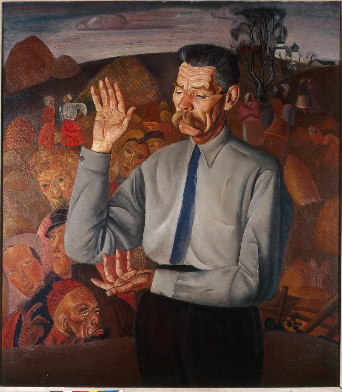 作家马克西姆-高尔基（1868-1939 年）的肖像--鲍里斯-德米特里耶维奇-格里戈里耶夫（1886-1939 年）的画作，布面油画 作者 鲍里斯·德米特里耶维奇·格里戈里耶夫