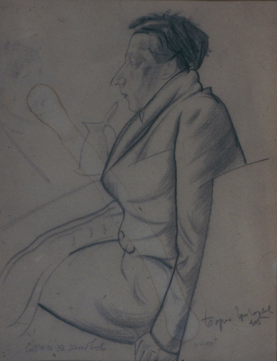 维利米尔·赫列布尼科夫诗人肖像1885-1922，1915年 作者 鲍里斯·德米特里耶维奇·格里戈里耶夫