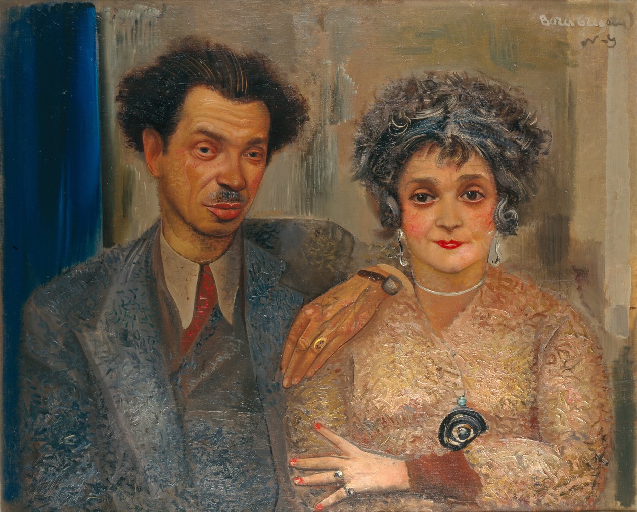 艺术家尼古拉·雷米佐夫（Nikolaiai Remizov）1887-1975年与他的妻子的肖像，1926年至1933年之间 作者 鲍里斯·德米特里耶维奇·格里戈里耶夫