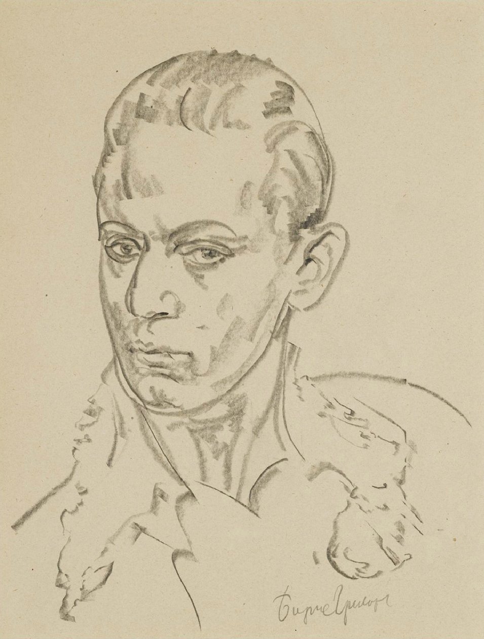 芭蕾舞蹈家和编舞家谢尔盖·利法（Sergey Lifar）的肖像1905-1986 作者 鲍里斯·德米特里耶维奇·格里戈里耶夫