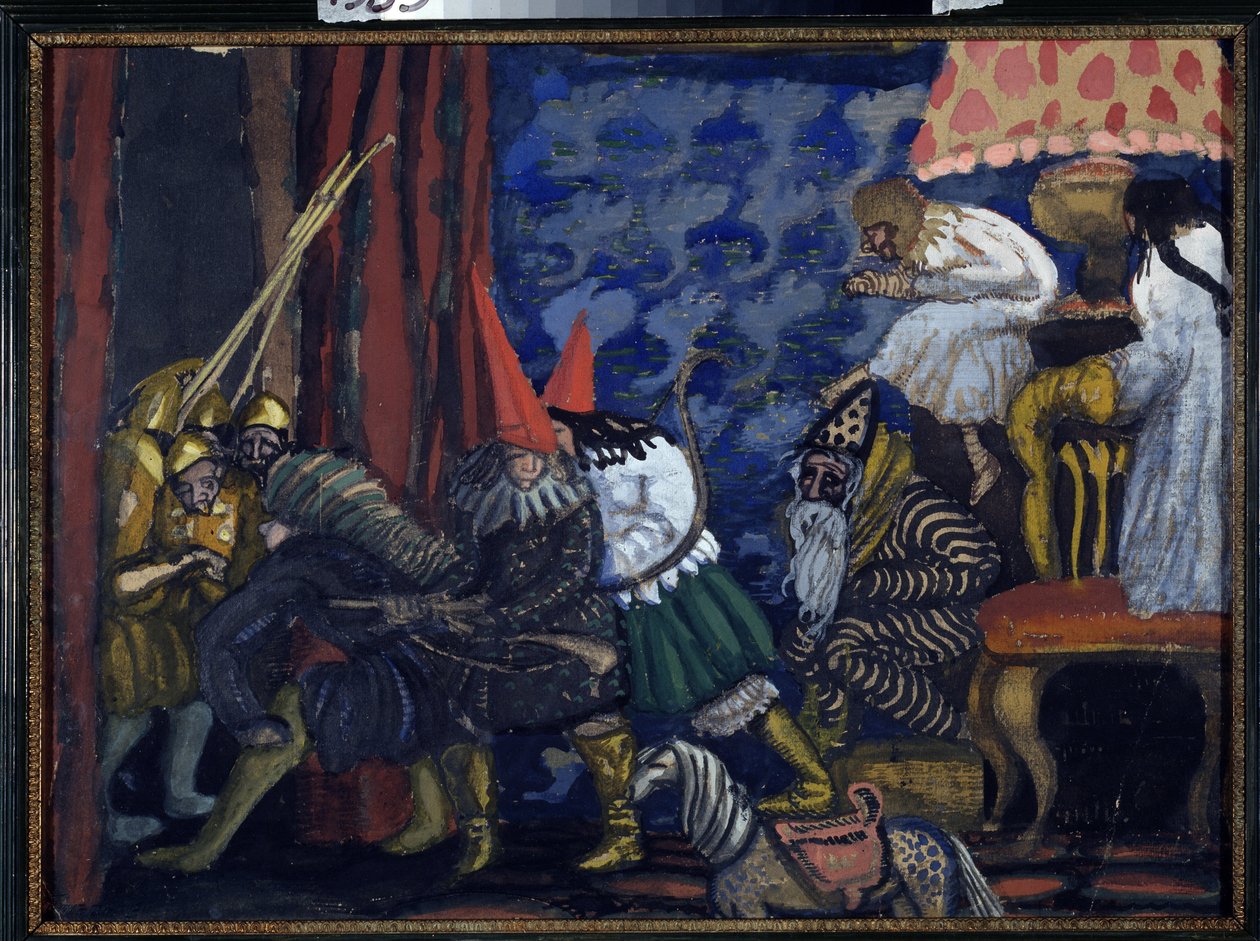 一艘表演船Boris Dmitryevich Grigoriev（1886-1939 年）的作品，钢笔画，纸板 作者 鲍里斯·德米特里耶维奇·格里戈里耶夫