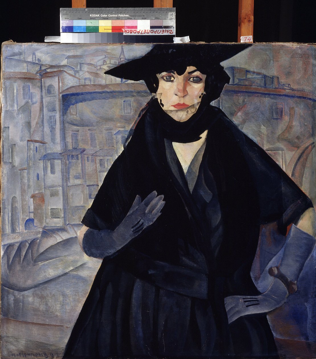 黑衣女子Boris Dmitryevich Grigoriev（1886-1939 年）的画作，布面油画，约 1910 年。俄罗斯前卫艺术，20 世纪，表现主义。第聂伯罗彼得罗夫斯克（第聂伯罗彼得罗夫斯克）国家艺术博物馆（乌克兰） 作者 鲍里斯·德米特里耶维奇·格里戈里耶夫