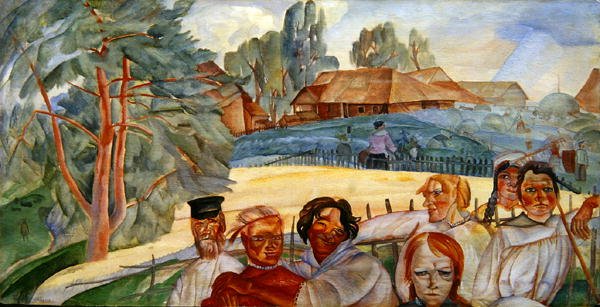 俄罗斯，从1917年的俄罗斯面孔（wc＆gouache on paper） 作者 鲍里斯·德米特里耶维奇·格里戈里耶夫