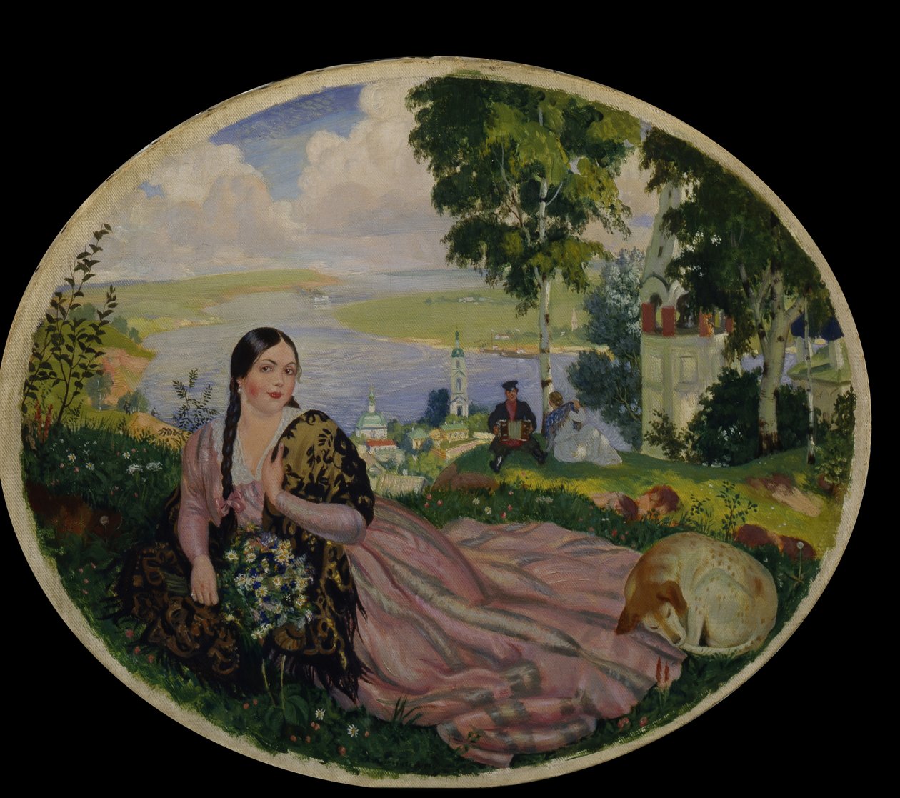伏尔加河上的女孩，1915年 作者 鲍里斯·米哈伊洛维奇·库斯托季耶夫