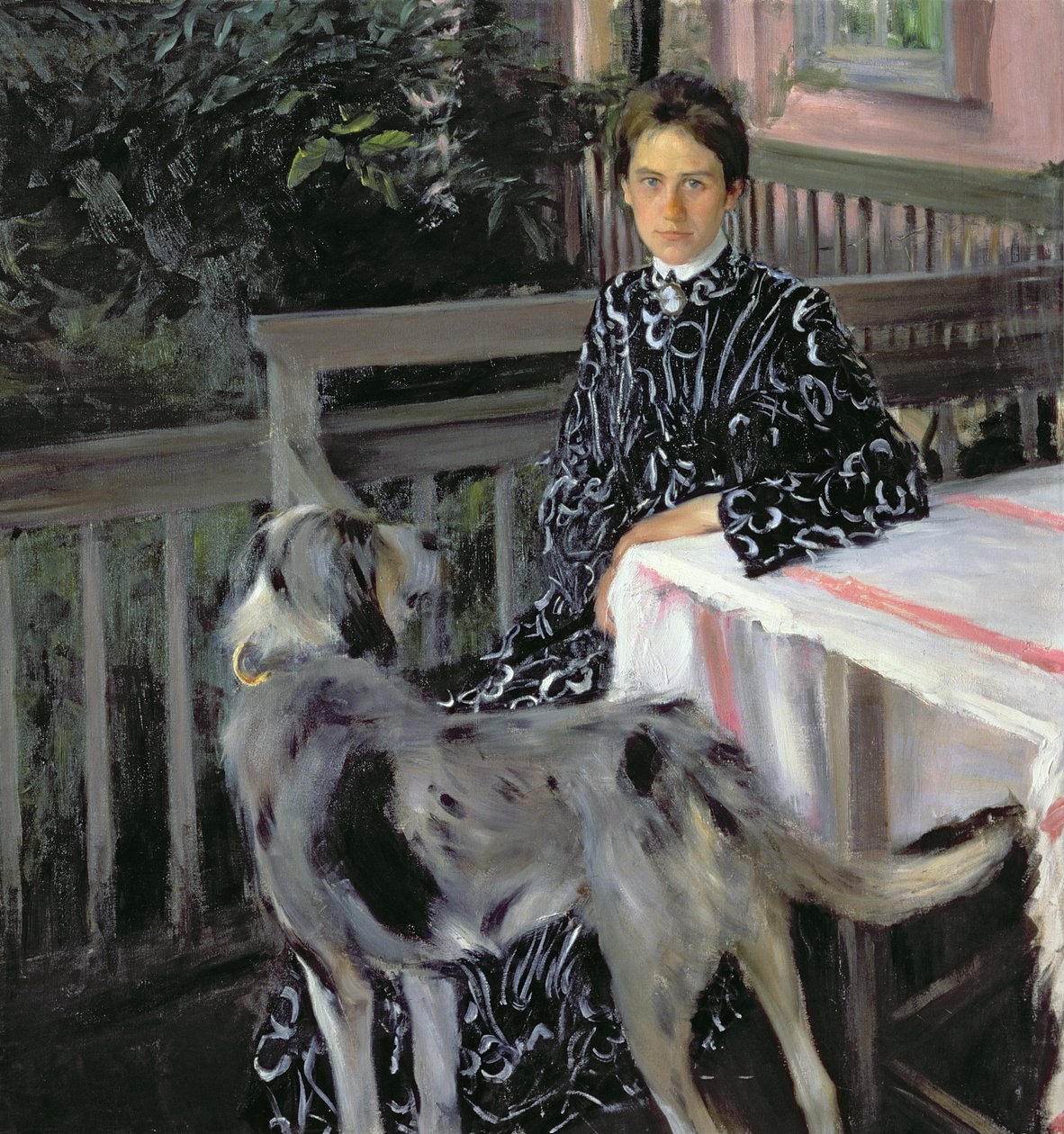 Yulia Yevstafievna Kustodieva（1880-1942）的肖像艺术家的妻子，1903年 作者 鲍里斯·米哈伊洛维奇·库斯托季耶夫