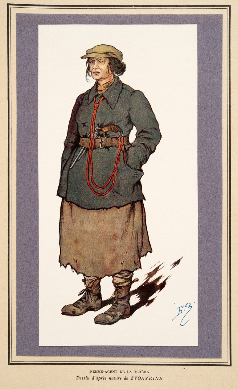 Female Secret Agent from Histoire des Soviets, pub. 1922 (colour litho) 作者 鲍里斯·瓦西里耶维奇·兹沃里金