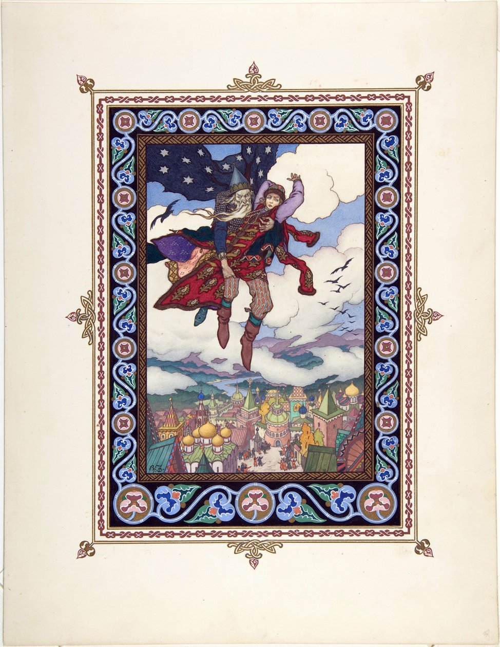 童话《玛丽亚-莫列夫娜》插图，鲍里斯-瓦西里耶维奇（1872-1935年后），约1925年 - 彩色石版画，27.3x20.5 - 私人收藏 作者 鲍里斯·瓦西里耶维奇·兹沃里金