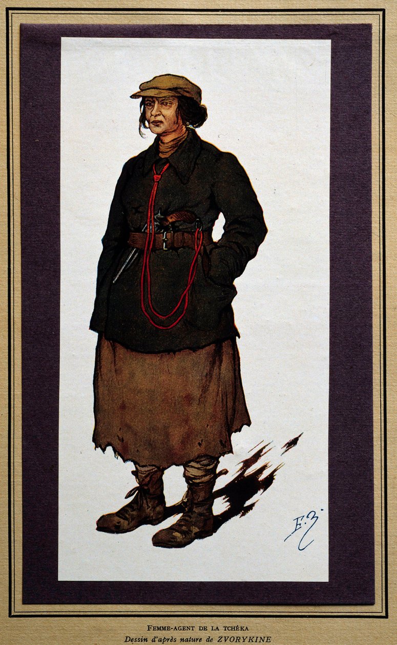 俄罗斯：俄罗斯革命契卡的女特工。鲍里斯-兹沃雷金（1872-1935）的绘画作品 作者 鲍里斯·瓦西里耶维奇·兹沃里金