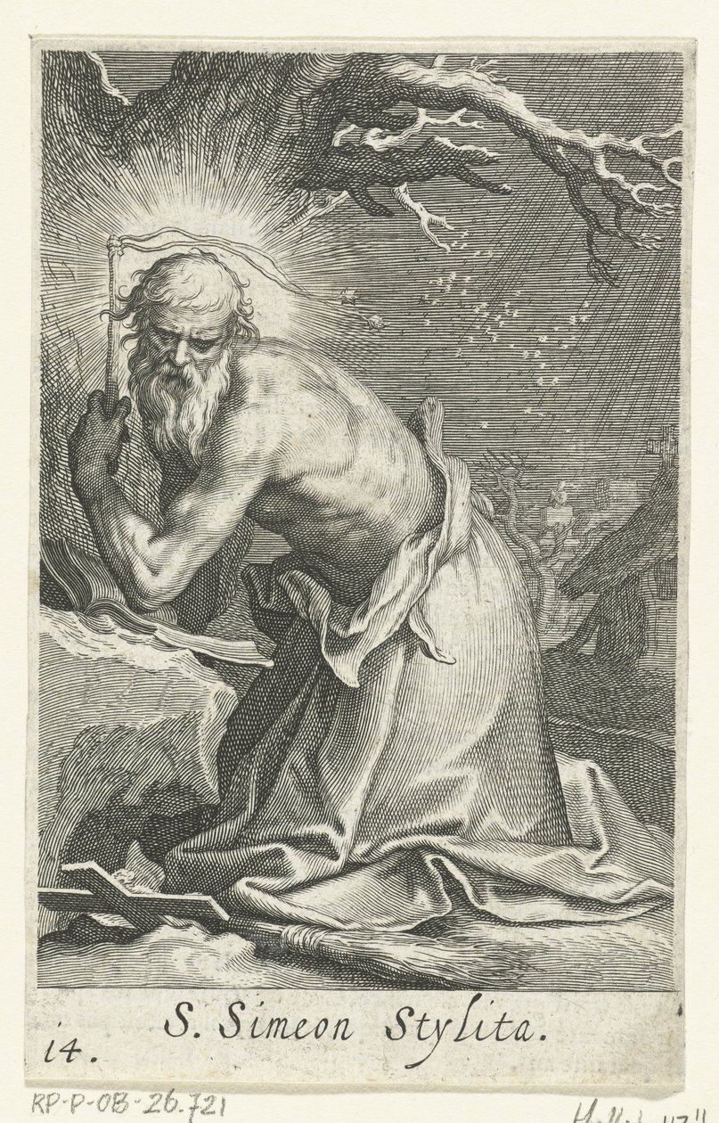 Heilige Simeon Stylites de Oudere als kluizenaar S. Simeon Stylita (title on object) Kluizenaars (series title) Sacra eremvs ascetarvm (series title) 作者 博埃蒂乌斯·亚当斯。 bol值