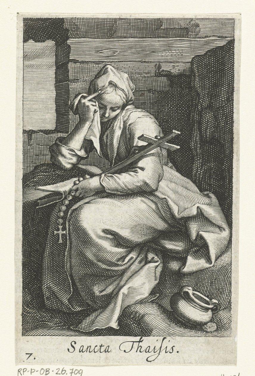 亚历山大的圣泰伊斯 饰 隐士 Sancta Thaisis（物体上的标题） 隐士（系列名） Sacra Eremus Ascetriarum（系列标题） 作者 博埃蒂乌斯·亚当斯。 bol值