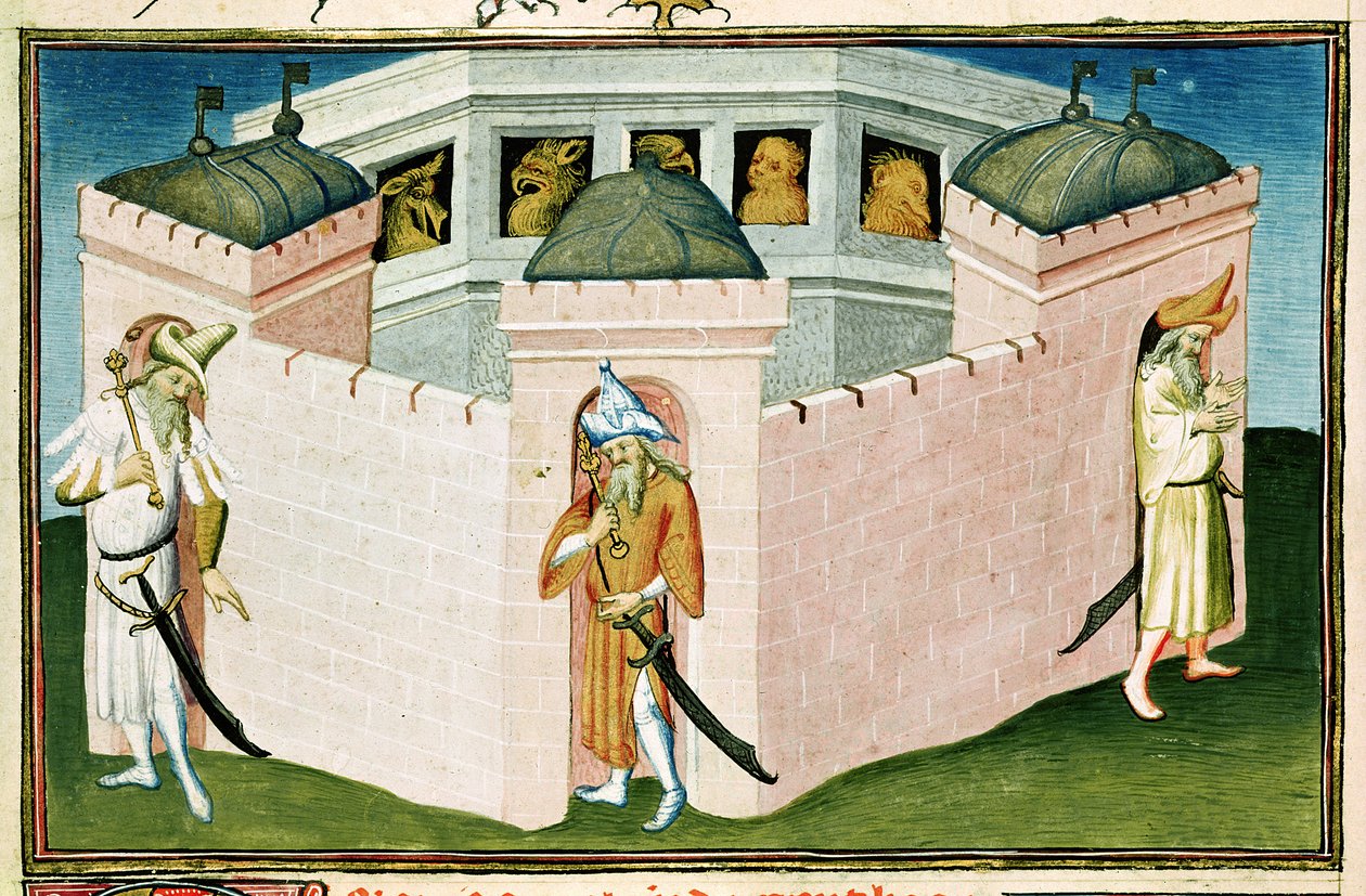 2810 f.37，大汗宫，来自“世界奇观”，c.1410-12（牛皮纸上的蛋彩画） 作者 布考大师