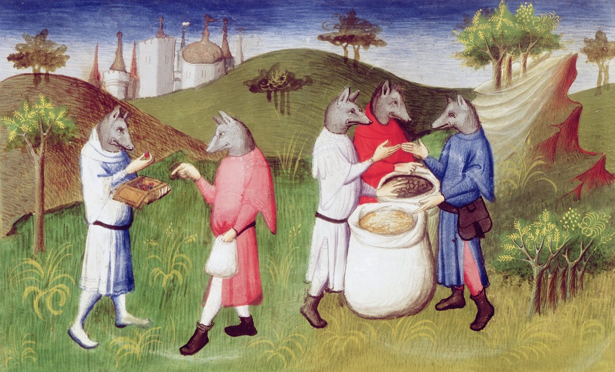 2810 f.76v女士，来自印度洋安达曼群岛的狼人，来自&39;Le Livre des Merveilles&39;，c.1410-12（牛皮纸上的蛋彩画） 作者 布考大师