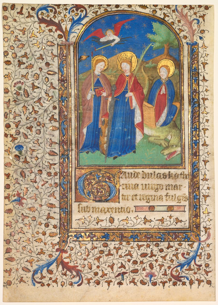 时光之叶：Sts。亚历山大·凯瑟琳·吉纳维芙和玛格丽特·雷克托... c。 1415 作者 布考大师