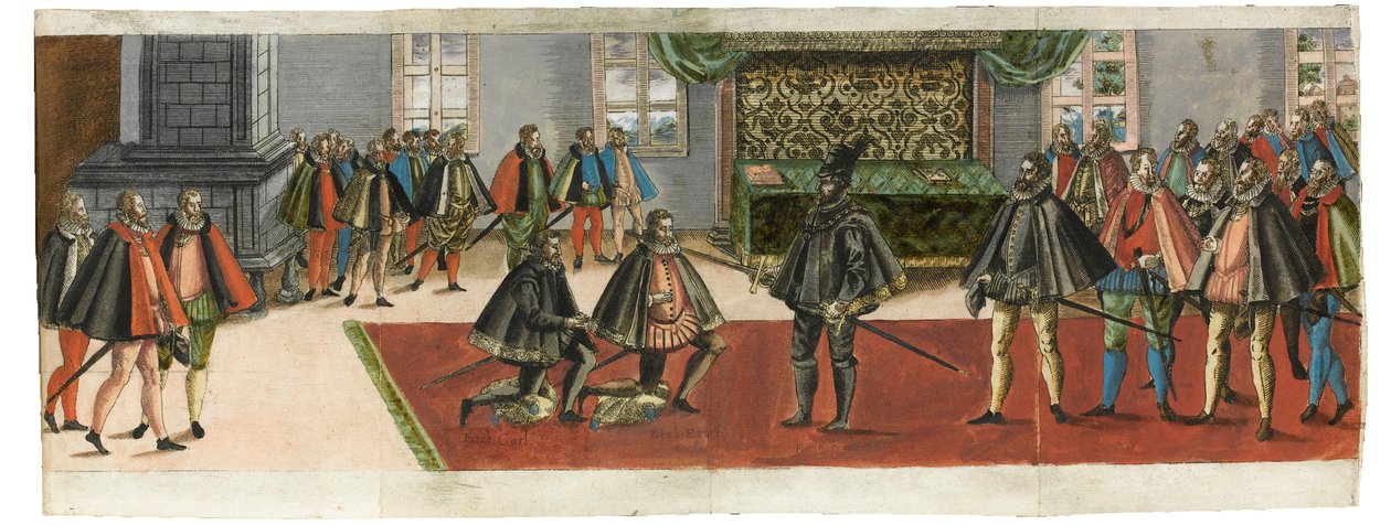 一场封爵仪式。摘自1587年的Ordentliche Beschreibung mit was stattlichen Ceremonien...。 作者 男孩们