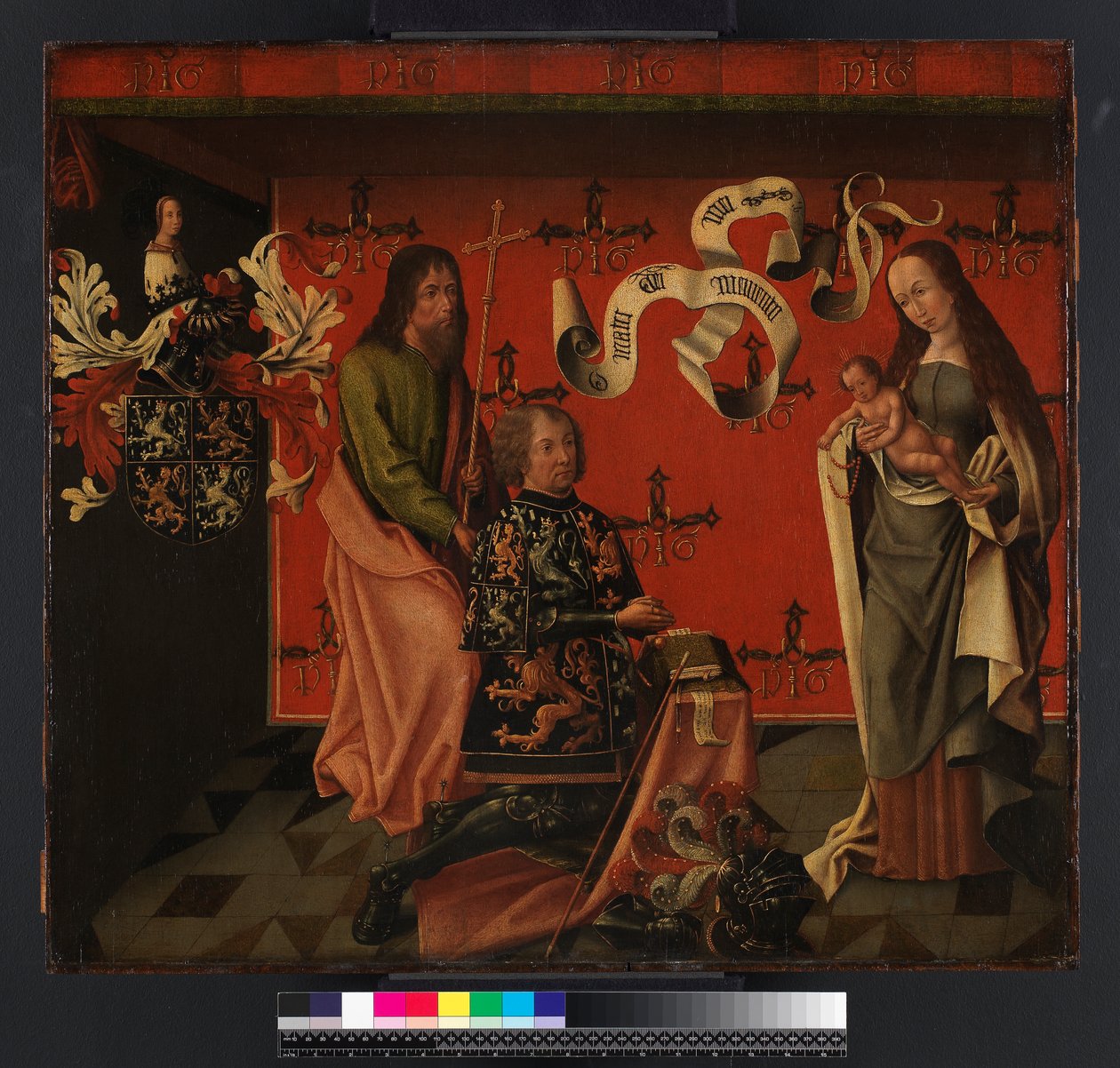 骑士菲利普·欣克纳特和圣菲利普使徒的肖像，在圣母子之前，c.1494-1505 作者 布拉本特学校