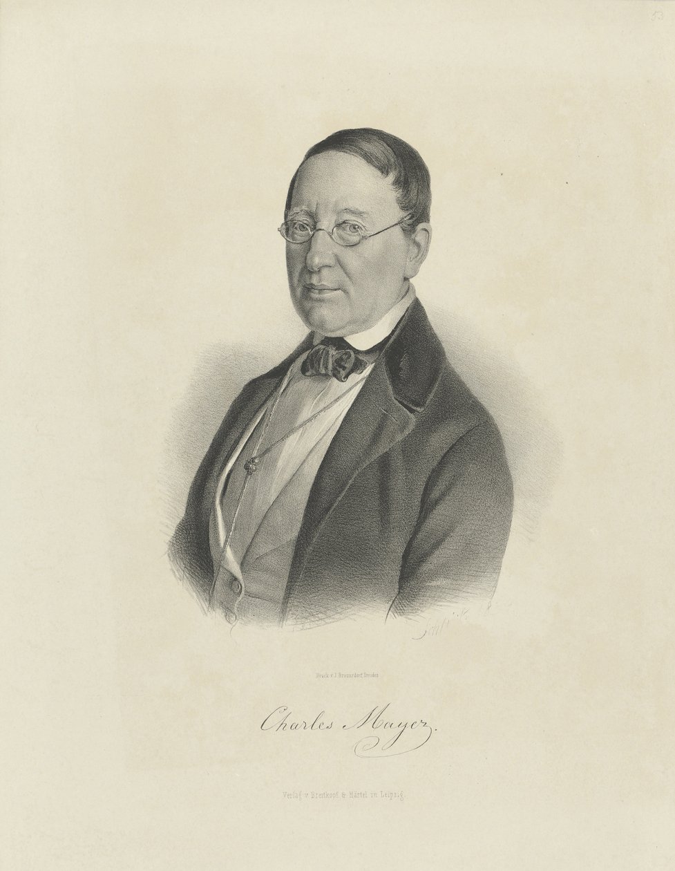 钢琴家和作曲家查尔斯·梅耶（Charles Mayer）的画像，1799-1862年，约1854年。 作者 Breitkopf和Härtel