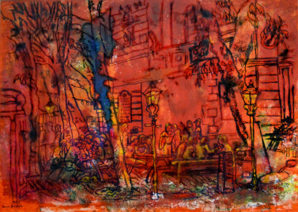 在老酒馆（油monoprint） 作者 布伦达·布林·布克