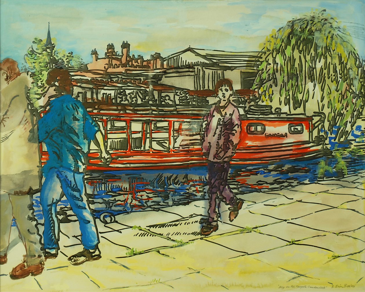 卡姆登船闸，小径上的男孩（纸上水彩画 作者 布伦达·布林·布克