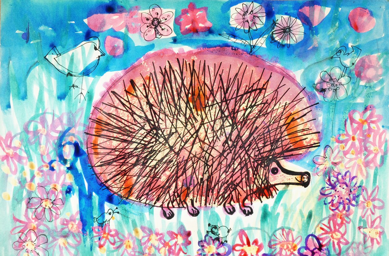 刺猬（亚克力海报颜色和彩色墨水） 作者 布伦达·布林·布克