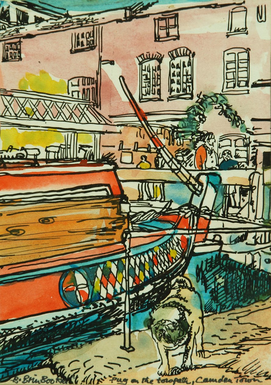 巴格犬在丁墙闸（纸上水彩画 作者 布伦达·布林·布克