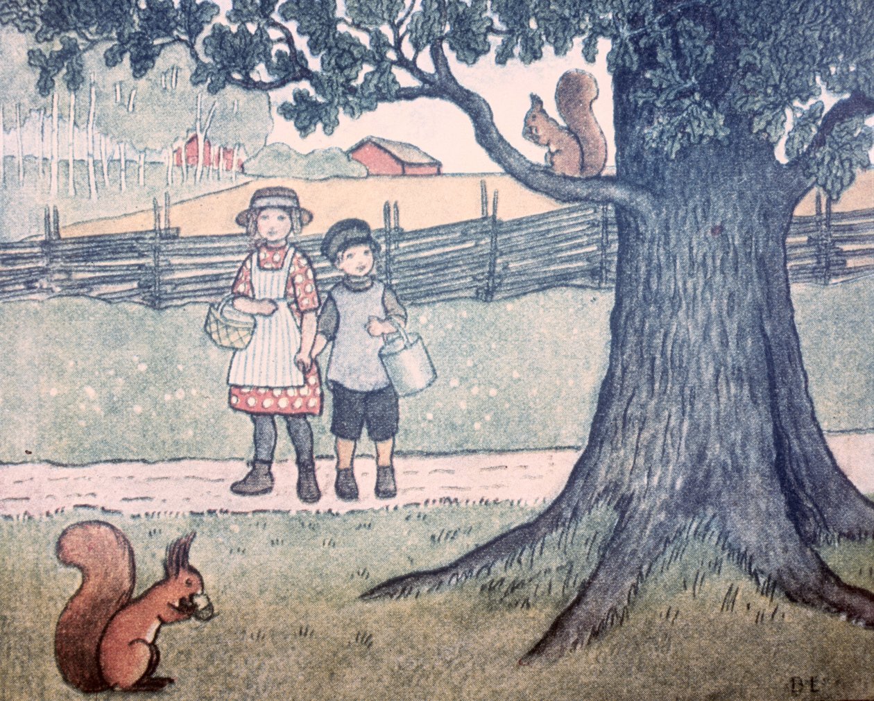 1912年出版的ekorre（Squirrel）字母&39;E&39; 作者 Brita Elstrom