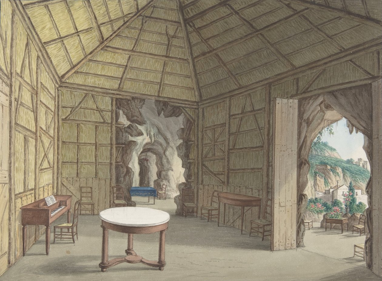 那不勒斯Barbaja别墅的餐厅，1800-1870年。 作者 英国匿名 19 世纪。