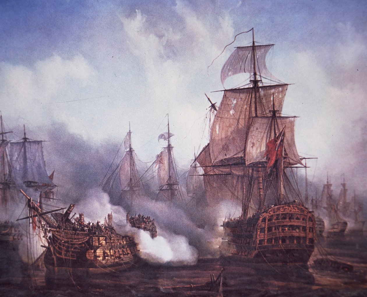 1805 年特拉法加海战（彩色石版印刷） 作者 英国学校