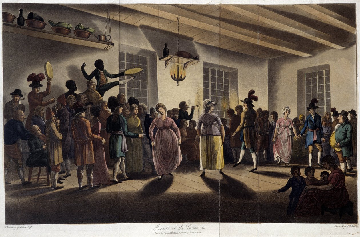 Danse, le menuet；载于乔治-赫里奥特编著的《加拿大游记》。伦敦 作者 英国学校