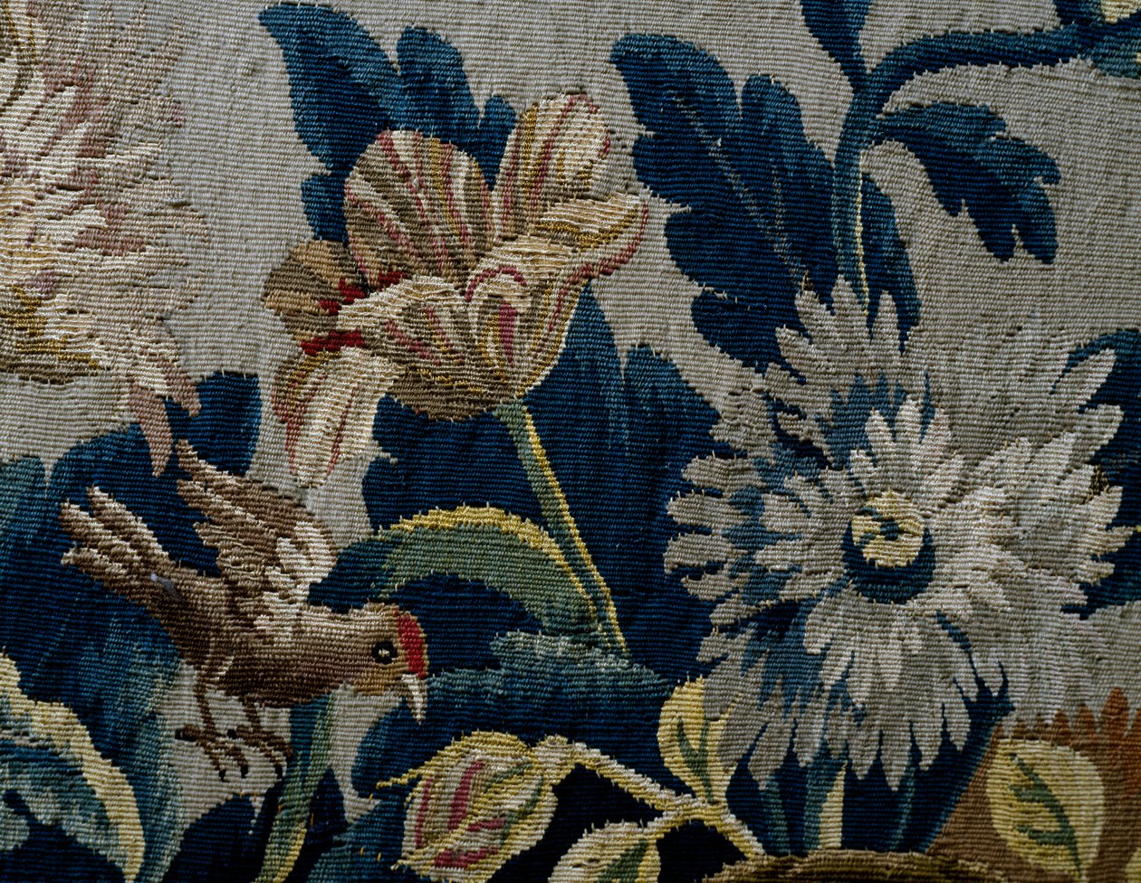 花卉图案，乔治一世风格沙发软垫的细节，约1725年，英国 作者 英国学校