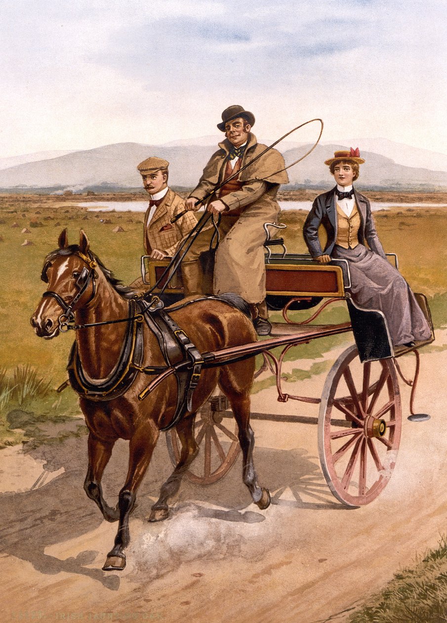爱尔兰巡游车，约 1895 年（彩色石版画） 作者 英国学校