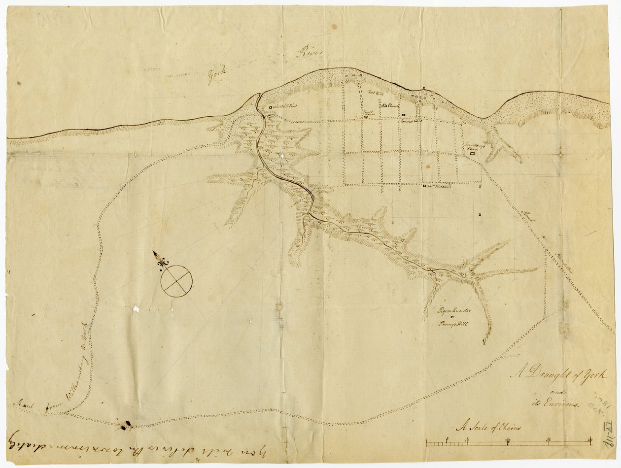 1781年10月，弗吉尼亚州约克镇地图 作者 英国学校