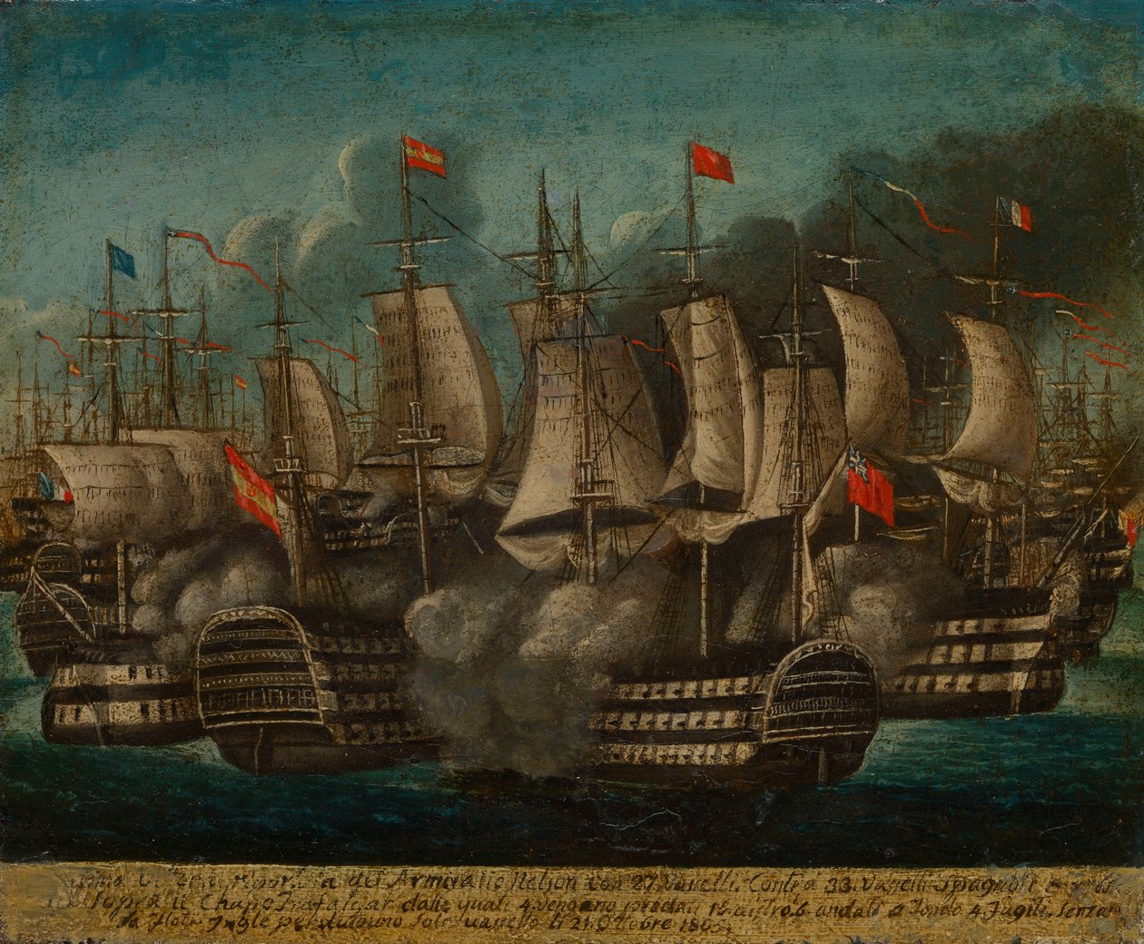 特拉法加战役，1805 年 10 月 21 日"，英国学校 作者 英国学校