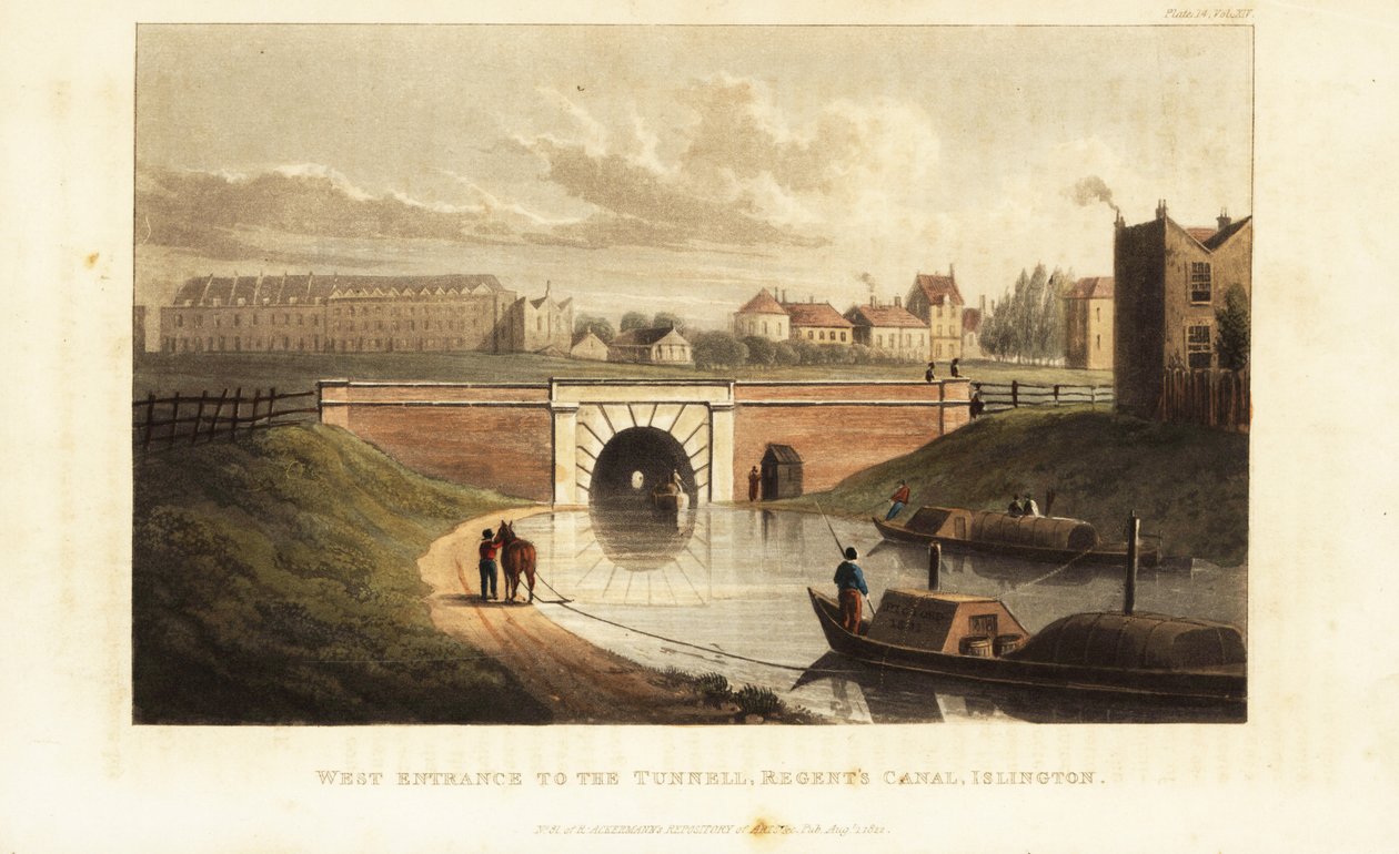 West Portal to Islington Tunnel, with a horse towing a barge along Regent’s Canal 作者 英国学校