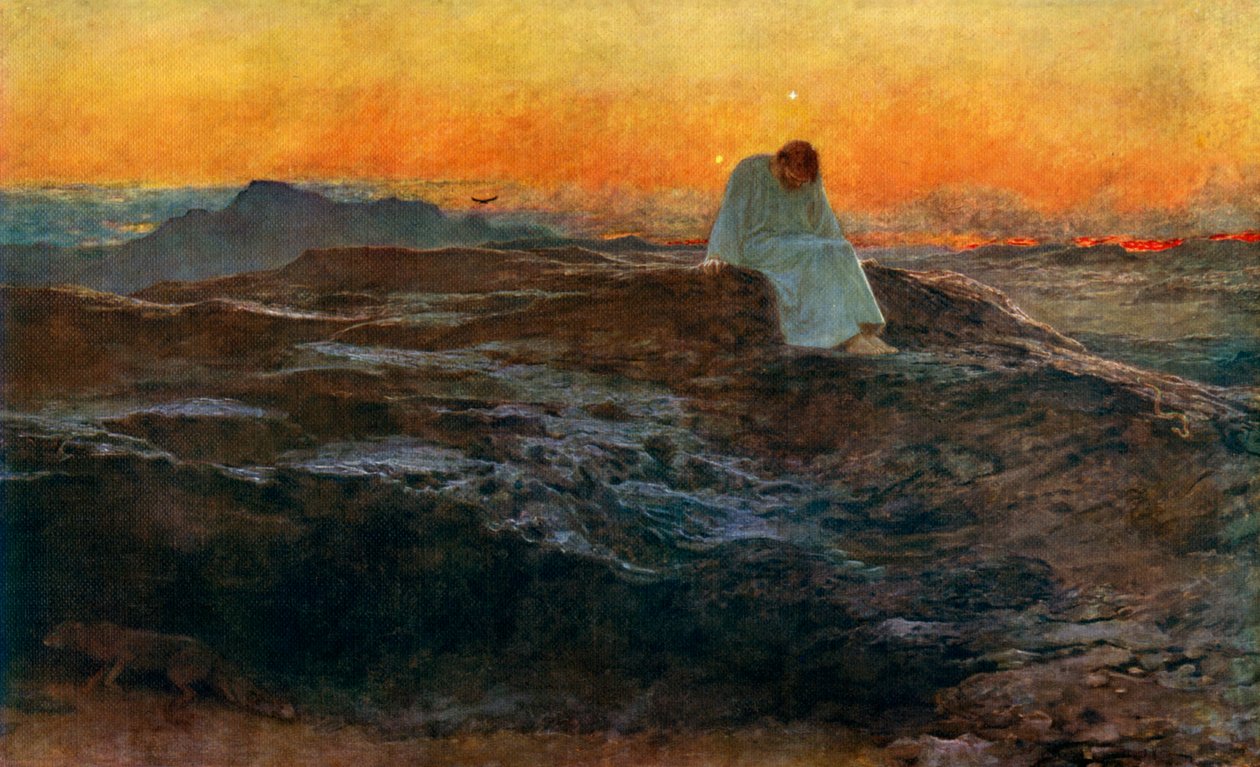 基督在旷野，1898年，1912年。 作者 英国人里维耶尔
