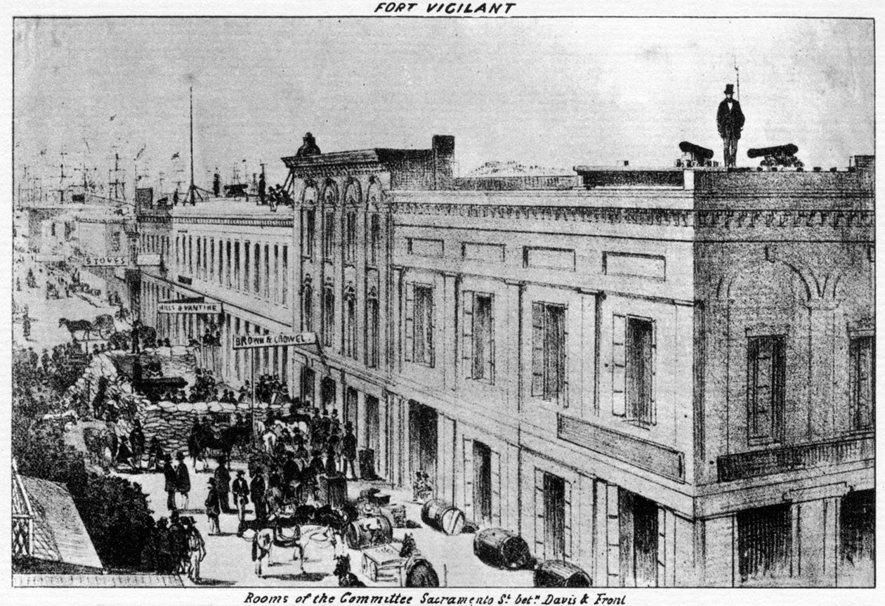 1856年，加利福尼亚萨克拉曼多，警惕堡（Fort Vigilant），1856年。 作者 布里顿和雷伊