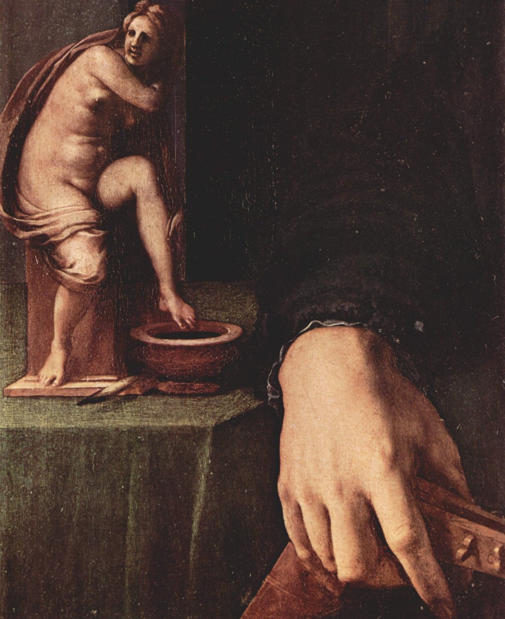 一个年轻人的画象有琵琶的，细节 作者 Agnolo Bronzino