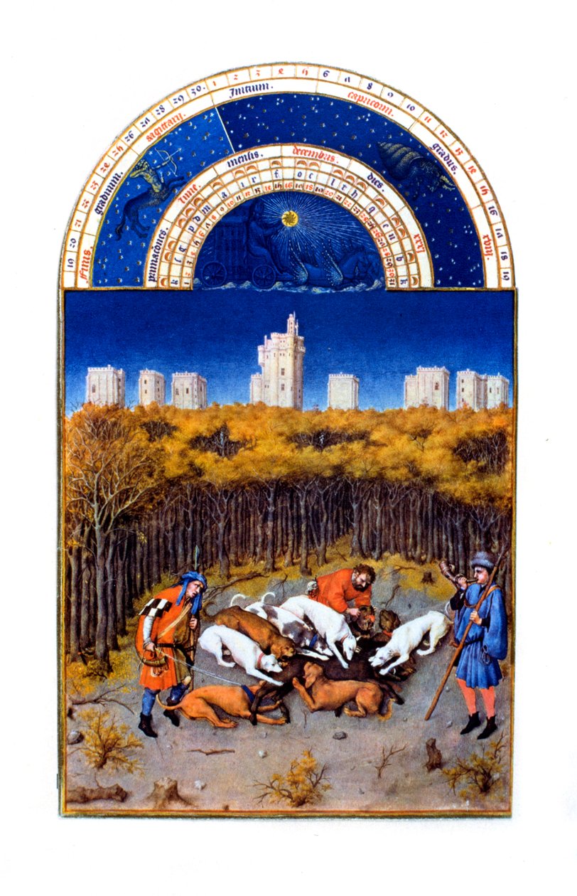 Les Tres Riches Heures du Duc de Berry》中十二月的表现形式 作者 林堡兄弟